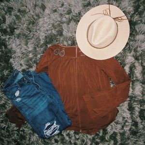 Brown flare long sleeve tee shirt American Eagle